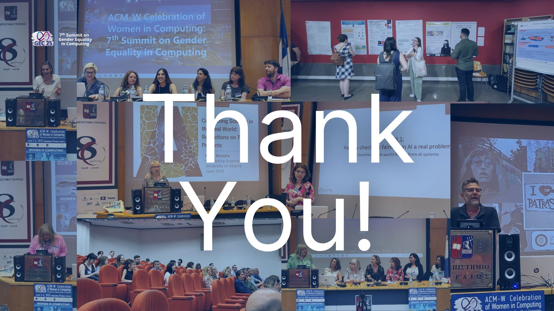 A "Thank You!" sign in front of photso from GEC 2025